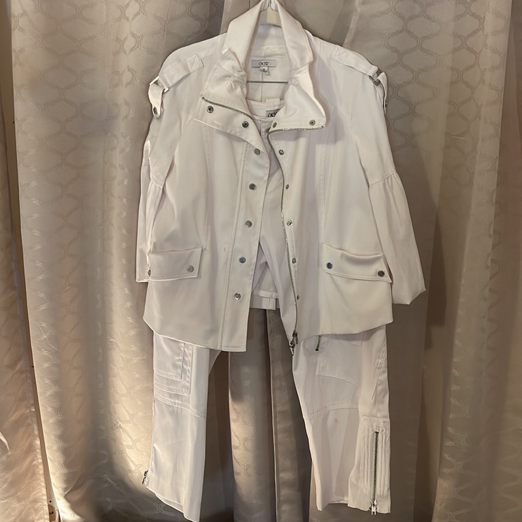 White Cache Blazer Cargo Pants Set